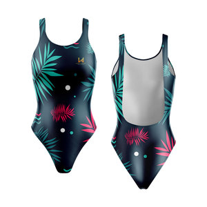 Custom Women's Printed High Quality OEM ODM Spandex/Polyester Flower Printed Back Quick Dry Swimwear Bodysuits - Product Image 1