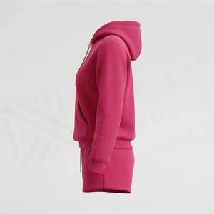 Conjunto de Sudadera con Capucha de 2 Piezas para Mujer, Color Sólido, Felpa, Corte Holgado Informal, Pantalones Cortos por Encima de la Rodilla con Bolsillo, para Todas las Temporadas - Product Image 3