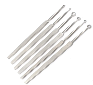 Ensemble d'instruments d'otologie en acier inoxydable : Curette auriculaire droite, instrument de grattage et forceps, outil chirurgical manuel ORL pour usage clinique et hospitalier - Product Image 5