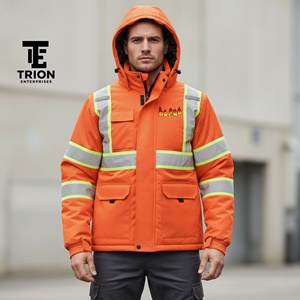 Veste de sécurité réfléchissante pour homme, sur mesure, 100 % polyester, logo personnalisé, fermeture éclair, ANSI Classe 2, LED clignotante, imperméable, sécurité au travail - Product Image 5