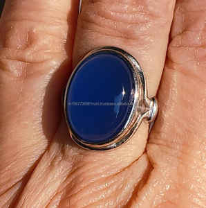 Anillo de plata 925, anillo de banda, anillo azul, anillo hecho a mano, anillo de mujer, anillo Vintage, anillo hermoso, regalo de boda. - Product Image 2