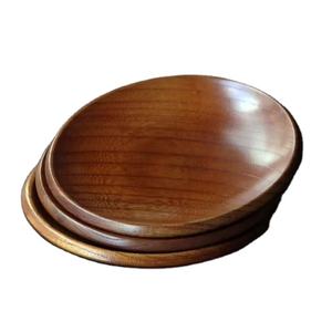 Platos de madera hechos a mano con color marrón oscuro Platos de lujo occidentales minimalistas a precios muy razonables S/5 - Product Image 1