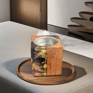 <b>Decorative</b> Carved Wooden Incense Burner With Covered Lid And Brass Insert For Home Temple Yoga And Aromatherapy Home use - Product Image 4