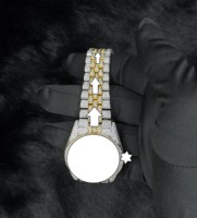Montre mécanique de luxe unisexe personnalisée avec bracelet en acier inoxydable glacé VVS Moissanite, cadran en verre, analogique, 41 mm