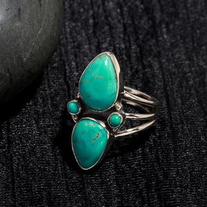 Natural Pear Turquoise Gemstone <b>Ring</b> Turquoise Solid Silver Anniversary Gift <b>For</b> Women <b>Men</b> Jewelry 925 Sterling Silver - Product Image 1