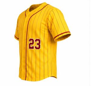 Yellow Pinstripe Baseball Uniform Unisex Adult Jersey Pants Set Number 23 <b>Red</b> <b>Belt</b> Socks Breathable 100% Polyester Sublimation - Product Image 3