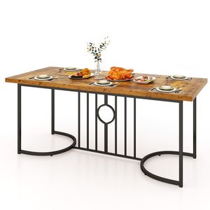 Tavolo da Pranzo Ovale Allungabile Rustico per 6-8 Persone, Tavolo da Cucina Pieghevole in Legno da 71 Pollici - Product Image 2