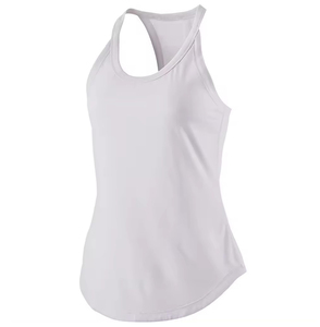 Camiseta sin Mangas Blanca para Mujer, Cuello Redondo, Transpirable, Tejida, Largo Regular, Color Sólido, Estilo Deportivo Casual - Product Image 2