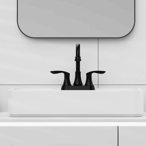 Rubinetto per lavabo da 4 pollici nero opaco con scarico a scomparsa e tubi di alimentazione per lavabi da bagno - Product Image 3
