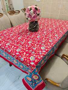 Trending Handmade Pure Cotton Block Printed <b>Table</b> <b>Cover</b> Floral Design Customizable for Hotel Home Use Modern Style Jaipur India - Product Image 6