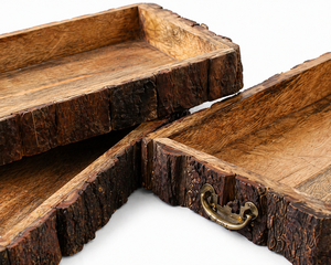 Wooden Serving Tray <b>Set</b> of 3 Rectangular Nesting Trays Decorative <b>Breakfast</b> Serving Tray Wholesale - Product Image 2
