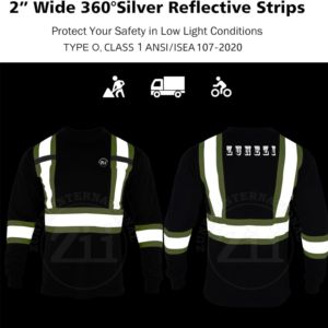 Camisa de Trabajo de Seguridad para Soldadura, Manga Larga, ZUNEZI, Personalizable, ANSI Clase 1, con Luz LED Intermitente, Impermeable, Logotipo Reflectante de Alta Visibilidad - Product Image 5
