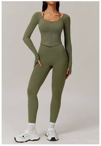 Breathable Nylon <b>Tights</b> Yoga Top Halter Elastic Waist Womens Yoga Set Activewear Slim Gym Sportswear Plaid <b>Pattern</b> Front Logo - Product Image 6