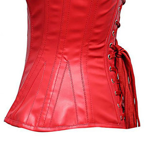 Corsé Rojo de Piel Sintética sin Tirantes para Mujer, con Cierre de Botones, Chaleco Sexy para Discoteca - Product Image 5