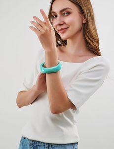 Pulseras de Resina Acrílica para Mujer, Brazaletes Geométricos Gruesos de Resina Acetato Moteada, Pulseras de Plástico Acrílico, Joyería - Product Image 2