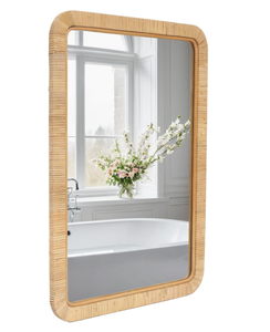 Vietnam Modern Rattan Floral Round <b>Mirror</b> Handmade Wall Decor - Product Image 2
