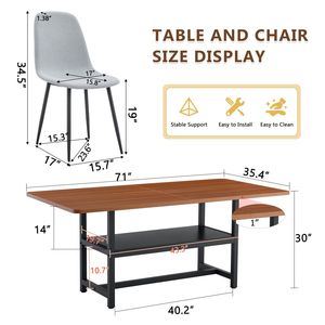 Set Tavolo e Sedie da Pranzo 71*35.4 Pollici in Finto Legno di Noce, Pratico Arredo per Sala da Pranzo, Scelta di Colore Coordinata - Product Image 4