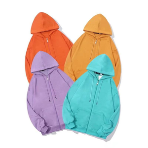 Sudadera con capucha y cremallera para hombre, talla grande, color naranja, con logo personalizado, estilo casual, tejida, para otoño. - Product Image 6