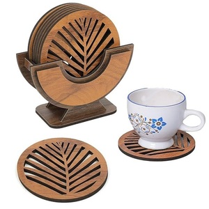 Monstera Leaf Laser Cut Solid Wood Coaster Handcrafted Heat Resistant Drink Mat <b>Table</b> <b>Protector</b> Coffee Tea Cup Holder Home Decor - Product Image 6