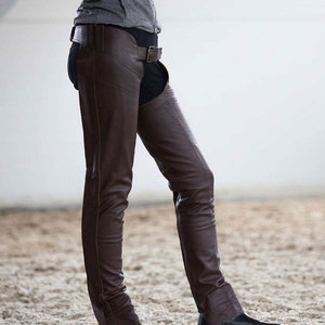 Classic Style Men’s Horse <b>Riding</b> Full <b>Chaps</b> Premium Brown Top Quality Leather Equestrian <b>Riding</b> Leg Protection Durable - Product Image 5
