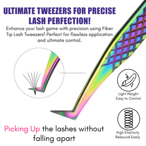 Wholesale Multi Color Lash Tweezers Fiber Tip Eyelash Extension Tweezers Curved 90° Volume Lash <b>Tool</b> - Product Image 6