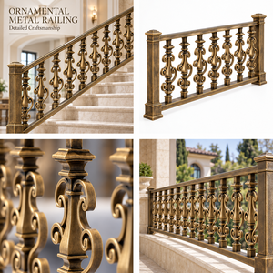 Barandilla de Escalera de Metal Bronceado Estilo Heritage con Balaustres Esculpidos para Villas, Terrazas, Hoteles y Grandes Interiores - Product Image 5