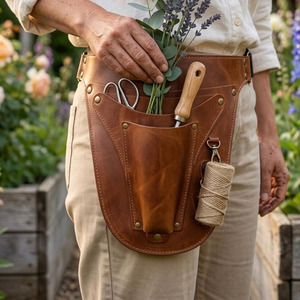 Cinturón de herramientas profesional de cuero para floristería, funda de cuero con múltiples bolsillos, bolsa de cintura para jardinería, logotipo personalizado OEM a precio mayorista - Product Image 2
