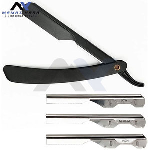 มีดโกนหนวดแบบสั่งทำพิเศษ สีดำทั้งด้าม ดีไซน์ทันสมัย สำหรับผู้ชาย ใบมีดครึ่งใบ ผลิตจากเหล็กกล้าไร้สนิมเยอรมัน สำหรับช่างตัดผมมืออาชีพ - Product Image 4