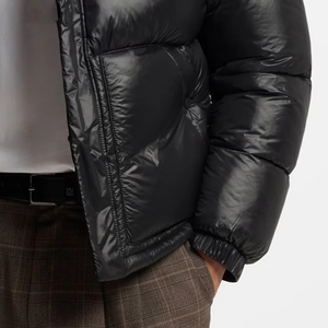 Chaqueta Acolchada con Capucha para Hombre, Negra, Resistente al Viento, Rellena de Plumón, Informal, de Invierno, Corte Regular, Cierre de Cremallera, Color Sólido, Gruesa - Product Image 5