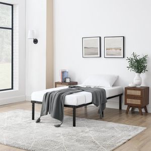 Twin 14" Heavy Duty Steel Slat <b>Platform</b> <b>Bed</b> <b>Frame</b> with Under <b>Bed</b> Storage No Box Spring Needed Black - Product Image 2