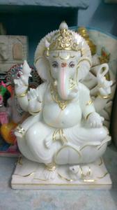 Very Attractive Unique Design Ganesh White Marble Statue Hindu Religious God Lord Ganesha For Home And Temple <b>Decoration</b> Purpose - Product Image 2