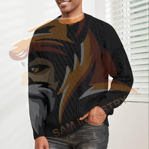 Pull tricoté personnalisé pour homme, grande taille, hiver, écologique, respirant, séchage rapide, couleur unie, lourd, 100 % coton, style streetwear - Product Image 3