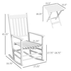 Set di sedie a dondolo da esterno in legno bianco con braccioli curvi e tavolino laterale - Product Image 3