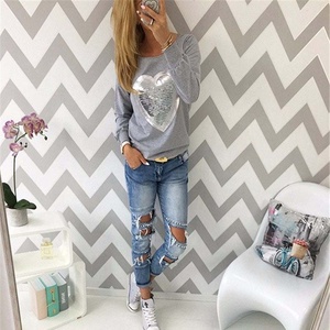 2026 SPRING STREETWEAR SWEATSHIRTS WOMEN LOVELY SEQUINED HEART TRACKSUITS PULLOVERS CASUAL LONG SLEEVE <b>TUNIC</b> <b>JUMPERS</b> UNDERSHIRT - Product Image 4
