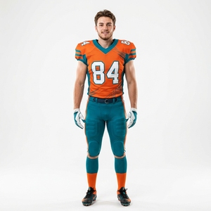 Tenue d'équipe 100% polyester respirant à manches courtes, uniforme de football américain personnalisé avec impression frontale, dernier design, écologique - Product Image 1