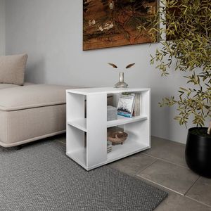 Table console ouverte en mélamine blanche avec un design pratique - Product Image 1