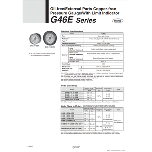 Manómetro sin aceite SMC Pneumatics, sin cobre, con piezas externas, servicio de cumplimiento manual, sin aceite, a la venta - Product Image 2