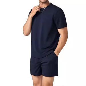 2026 New Summer Casual Wear High Street Terry Polyester/Cotton Men's Plus Size Quick Dry Breathable 2-Piece Set Oversized <b>Drop</b> - Product Image 1
