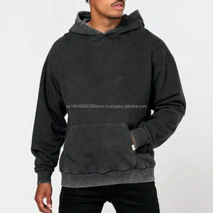 Sweats à capuche de haute qualité pour hommes Logo personnalisé No Strings Sweat à capuche oversize lourd recadrée Boxy Fit Hoodie - Product Image 5