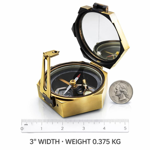 <b>Antique</b> Surveyor <b>Compass</b> with Sighting Arm and Mirror Navigation <b>Compass</b> Professional Land Survey <b>Compass</b> Explorer Instrument - Product Image 2
