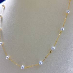 Collar de cadena de perlas de agua dulce de 4-5 mm, ajustable, plata S925, colgante de perlas casi redondas, luz fuerte, defectos naturales, luz casi fuerte - Product Image 4