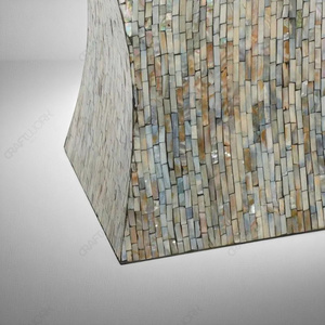 Mesa Auxiliar de Madera con Incrustaciones de Nácar, Mesa de Centro Cuadrada Hecha a Mano con Mosaico de Nácar, Mesa de Acento de Lujo para el Hogar de Diseño - Product Image 6