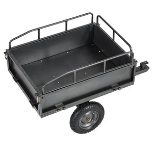 10 Cu. Rimorchio da Giardino in Acciaio con Capacità di 500 Libbre, Carrello Ribaltabile con Pneumatici da 14 Pollici, Rimorchio per ATV/UTV con Meccanismo di Traino Manuale - Product Image 1