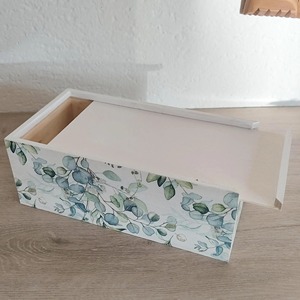Boîte à mouchoirs à imprimé floral, design eucalyptus blanc, support décoratif autoportant - Product Image 6