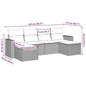 Ensemble de canapés de jardin marron et blanc crème - Product Image 3
