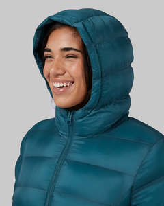 Blouson matelassé unisexe à capuche bleu sarcelle, respirant, coupe-vent, avec fermeture éclair, décontracté, hiver, coupe ajustée, couleur unie, polyester polaire - Product Image 4