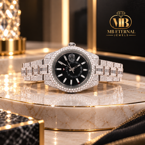 Reloj de Cuarzo de Lujo MB ETERNAL JEWELS con Incrustaciones de Diamantes, Caja Cuadrada de 41 mm, Acero Inoxidable, Puntero Analógico, Cristal de Zafiro, Hebilla - Product Image 1
