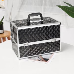 Valigetta Professionale per Trucco da 13,5 Pollici con 4 Vassoi, 2 Serrature e Divisori Regolabili, Nera YF-per Regali Promozionali - Product Image 1