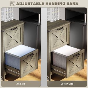 Meuble de rangement vertical rustique style ferme à 2 tiroirs gris vieilli pour papiers A4 et format lettre - Product Image 6