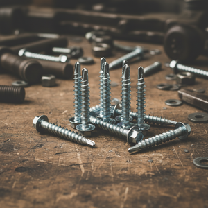 สกรูเจาะยึดหัวหกเหลี่ยมแบบขันด้วยมือ  ชุบสังกะสี  เหล็กกล้าคาร์บอน  ระดับ 4.8 และ 6.8  เกลียวหยาบ  ขนาดนิ้ว - Product Image 1